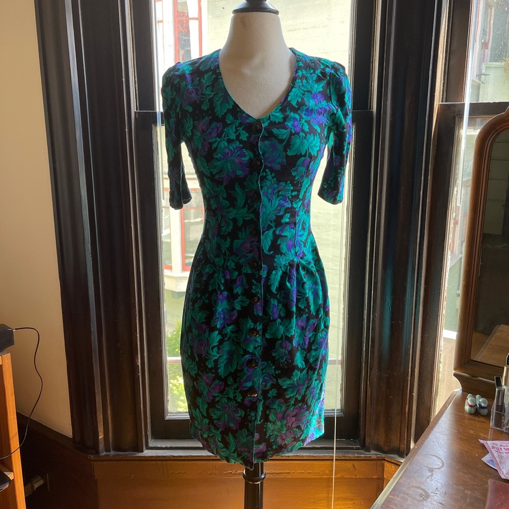 Vintage 80s floral print dress